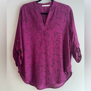 Lush Purple and Black 3/4 Sleeve Top Size Medium